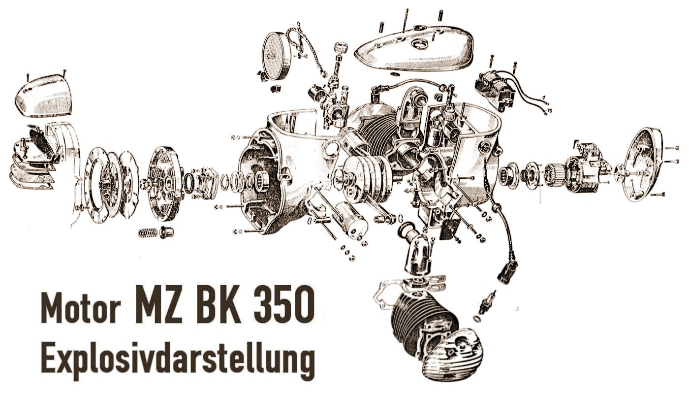 Motor Instandsetzung IFA MZ BK 350 Baujahr 1952 bis 1959 - BK350 Motor ausbauen, Zylinder, Kolben Kurbelwelle, Kurbelwellenlager überholen, Zündung und Vergaser einstellen und BK-350 Motorschaden regenerieren.