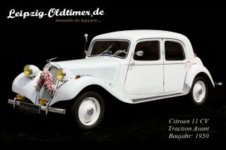 Mietwagen Oldtimer: Citroen 11CV Traction Avant Baujahr 1950.  (Oldtimer Vermietung Delitzsch)