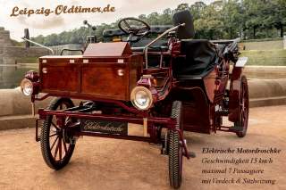 Leipzig-Oldtimer.de - Hochzeitsfahrzeuge-Vermietung: Elektro-Kutsche - Elektrische Motordroschke mieten