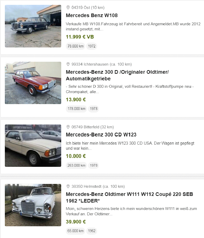 Gebrauchtwagensuche Mercedes Benz 