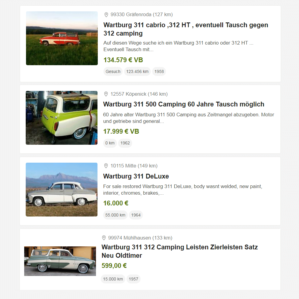 Gebrauchtwagensuche Wartburg