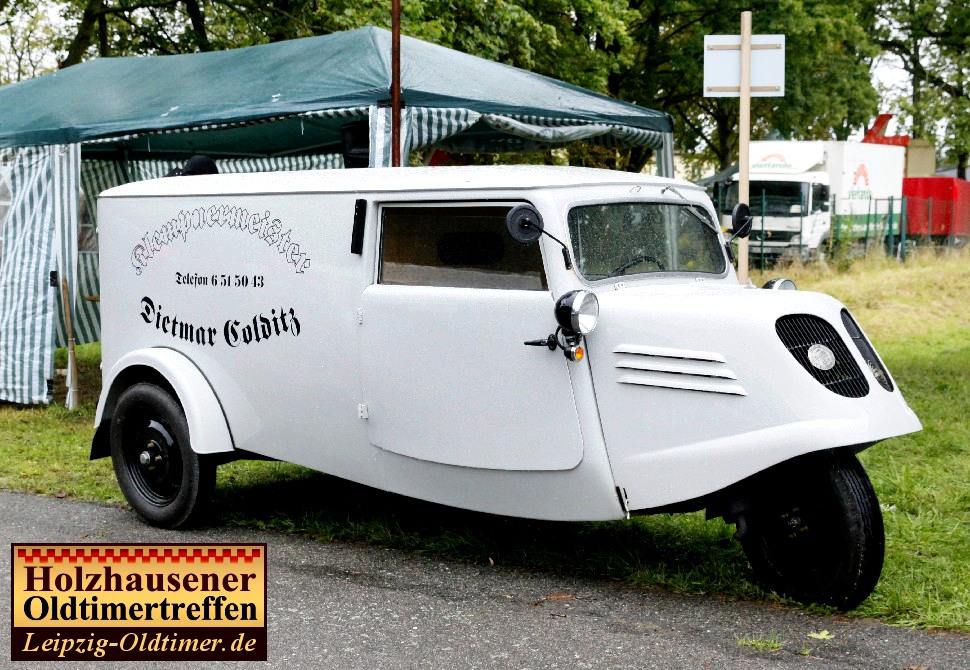 Oldtimer Motorrad Treffen Leipzig: Foto Tempo Dreirad der Klempnerfirma  Dietmar Colditz aus Mlkau