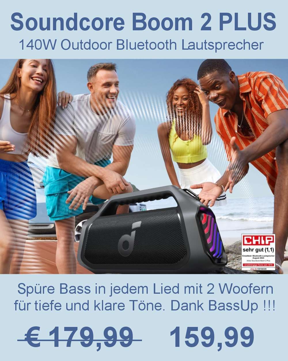Foto: Soundcore Boom 2 PLUS 140W Oldtimer Bluetooth Lautsprecher Box